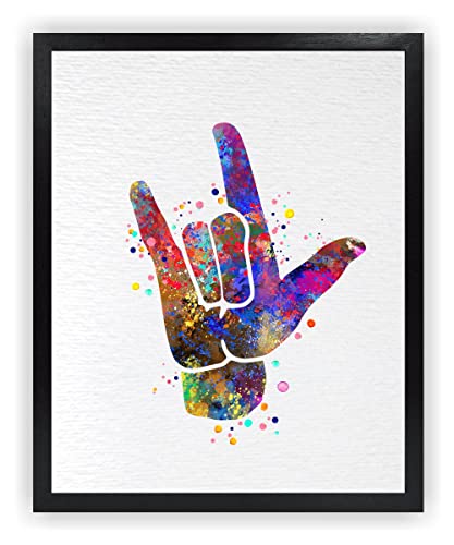 Dignovel Studios 20,3 x 25,4 cm, ungerahmt I Love You ASL amerikanische Zeichensprache Aquarell Kunstdruck Handgeste Unterschrift Taub Diagramm Liebe Poster Zeichen Sprache Medizinische Kunst DN732 von Dignovel Studios