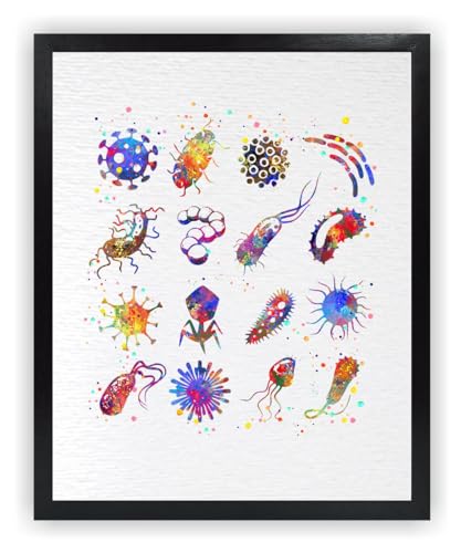 Dignovel Studios 33 x 48 cm ungerahmte Bakterien Aquarell Kunstdruck Biologie Medizinische Kunst Mikrobiologie Virus Kunst Abstrakte Bakteriophage Wissenschaft Home Office Wanddekoration Poster DN675 von Dignovel Studios