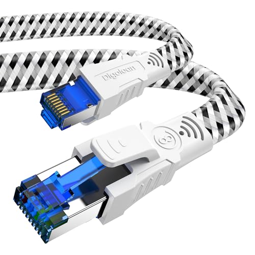 Digoloan Lan Kabel 20 Meter Cat 8 Ethernet 40Gbps Internet Kabel 2000MHz Hochgeschwindigkeit abgeschirmtes Netzwerkkabel RJ45 Gigabit Vergoldetes Flach Patch Kabel von Digoloan