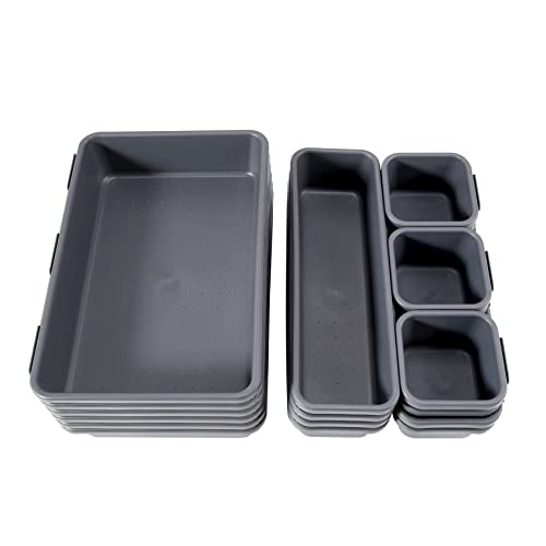 Diheohg 18 Pack Verriegelung Drawer Organizer Tray, Mehr Zweck Schreibtisch Drawer Tray Organizer für KüChe BüRo Schlaf von Diheohg