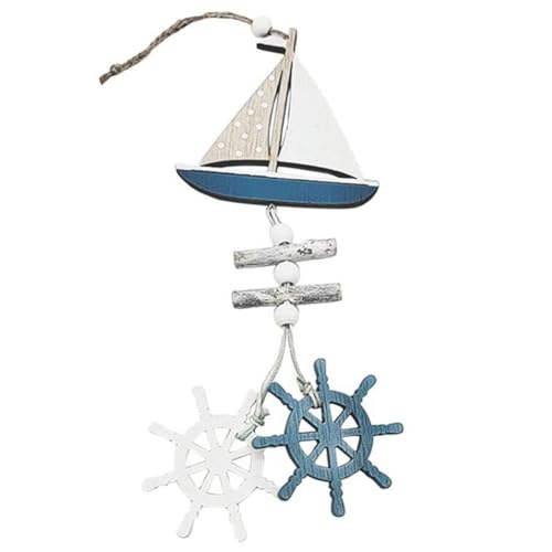 Diheohg Marine-Stil Holzanhänger Ozean Wind Kleines Boot Innovatives Accessoire Wandbehang Dekoration-A von Diheohg