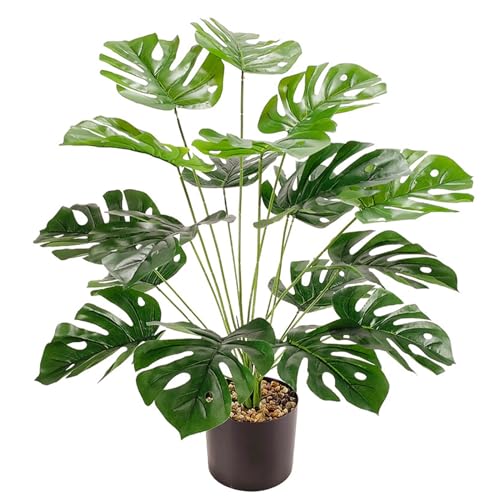 Dihope Kunstpflanzen Groß 75 cm grün Splitphilo-Pflanze Monstera 18 Zweige im Topf Hawaii Grün Fake Plant Künstliche Pflanze für Schlafzimmer Büro Garten Hochzeit Party Deco von Dihope