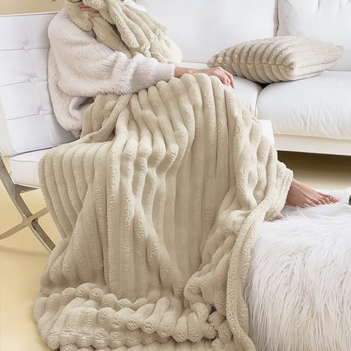 Dihope Kuscheldecke Flauschig Decke Fleecedecke,Wohndecken Couchdecke Flauschig Überwurf Mikrofaser Tagesdecke Sofadecke Blanket Für Bett Sofa Schlafzimmer Büro (Beige,180x200cm) von Dihope