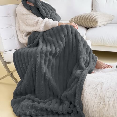 Dihope Kuscheldecke Flauschig Decke Fleecedecke,Wohndecken Couchdecke Flauschig Überwurf Mikrofaser Tagesdecke Sofadecke Blanket Für Bett Sofa Schlafzimmer Büro (Dunkelgrau,200x230cm) von Dihope