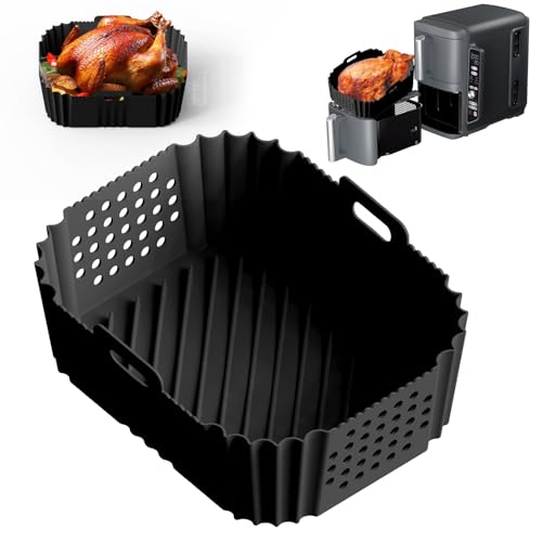 Dihope Silikonform Heißluftfritteuse Zubehör für Ninja Double Stack XL 2-Ebenen Heißluftfritteuse 9,5 L SL400EU, Wiederverwendbar Airfryer Backpapier Silikon Backform(Schwarz 1PC，1pc) von Dihope