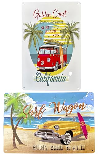 2 x DiiliHiiri Poster, dekorative Schilder, Surfer-Blechschild, 30 x 20 cm, dekoratives Schild mit antiken Anzeigen für Surferliebhaber, Geschenk für Surfer (2635-210-279) von DiiliHiiri