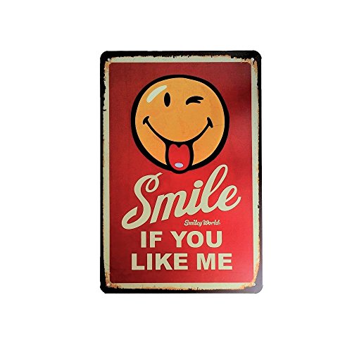 Blechschild Vintage Dekoration Schild A4 Antik aus Metall Retro – Smile if you like me von DiiliHiiri