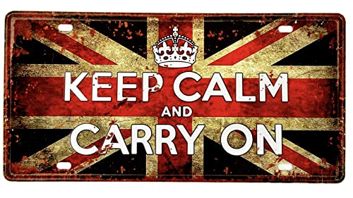 DiiliHiiri Aphorismus englisches Sprichwort – Keep Calm and Carry On – Vintage-Schild – Retro-Schild für Zuhause, Bar, Café, 30 x 15 cm (2651–24) von DiiliHiiri