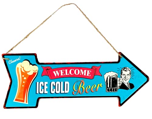 DiiliHiiri Bierblechschild – 40 x 15 cm Original Retro Schild von American Retro Sign Company für Bar Pub Café Garage und Werkstatt, Dekoration Vintage 50er Jahre (9544-2) Ice C von DiiliHiiri