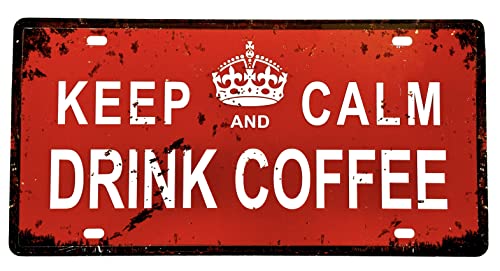 DiiliHiiri Kaffeeschild für Bar, Pub oder Café, amerikanisches Schild, Vintage-Schild, Keep Calm Coffee, Retro-Dekoration für Küche, 30 x 15 cm, Hinweis – Plakat – Schild – (2651-23) von DiiliHiiri