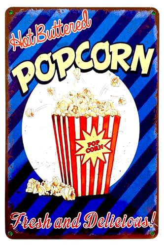 DiiliHiiri Popcorn Pop Corn Metallschild im Vintage-Stil, 30 x 20 cm, Filmdekoration, Bar, Brauerei-Wandkunst (2635-262) von DiiliHiiri