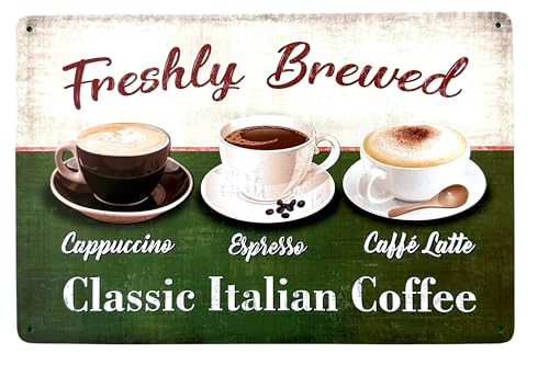 DiiliHiiri Poster Dekoschild Kaffee 30 x 20 cm – dekorative Kunst Kaffee | Vintage | Geschenk für Barista | Cappuccino Espresso Latte | Kaffeeposter | Schild (2635-217) von DiiliHiiri