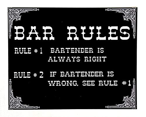 DiiliHiiri Retro Blechschild Bar Rules Bar Regeln (38x30cm) Dekoration für Zuhause Restaurant Bar Café Vintage-Stil Türschild A4 Nostalgie Metallschild Tin Sign Pub Wanddeko Ideen 50er Jahre Stil von DiiliHiiri