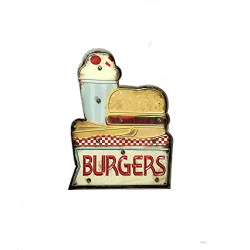 DiiliHiiri Retro-Schild, beleuchtet, Vintage, aus Metall, Handwerk, Heimdekoration, für Zuhause (Burger) von DiiliHiiri