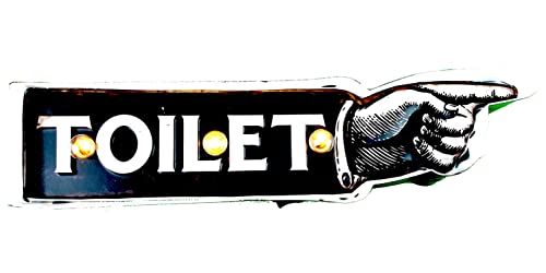 DiiliHiiri Schild Badezimmer Retro – Schild Vintage Dienstleistungen Home Decor LED Retro | 31 x 8 x 5 cm (9100) von DiiliHiiri