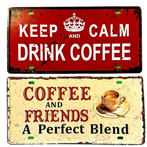 DiiliHiiri Set mit 2 Kaffeeschildern für Bar, Pub oder Café, amerikanisches Schild, Vintage-Schild, Kaffee, Retro-Dekoration für Küche, 30 x 15 cm, Hinweis, Poster, Schild (2651-13-26) von DiiliHiiri