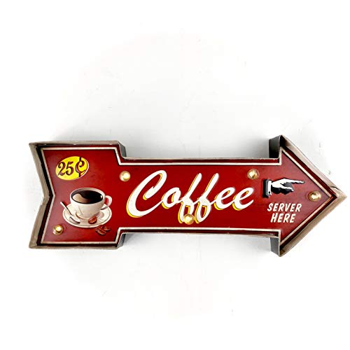 Leuchtschild Retro-Schild Wandschild im Vintage-Stil LED Schild für Cafe Pub Dekoschild Zubehör für Wohnkultur 50er Jahre Haus Dekoration Retro Leuchtkasten Metallhandwerk (Fresh Hot Coffee) von DiiliHiiri