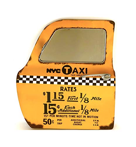 DiiliHiiri New York Taxi Retro-Schild Tür Zeichen mit Spiegel Metallhandwerk Zubehör für Zuhause Wandschild im Vintage-Stil Dekoschild Zubehör für Wohnkultur 50er Jahre Haus Dekoration von DiiliHiiri