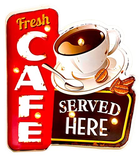 Restaurant-Wandbehänge Retro-Schild Kaffee – Original Diilihiiri von American Retro Sign Company. Cafe Led Leuchtschild. Arten von antikes Leuchtschild für Cafeteria, Kneipe und Bar | 33x31x5cm von DiiliHiiri