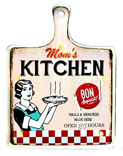 DiiliHiiri Retro Küchenschild für Mutter Wandschmuck— Original Vintage Schild von American Retro Sign Company. Leuchtendes LED-Schild blechschilder küche. Vintage-Schild ist 44 x 31 x 5 cm groß. von DiiliHiiri
