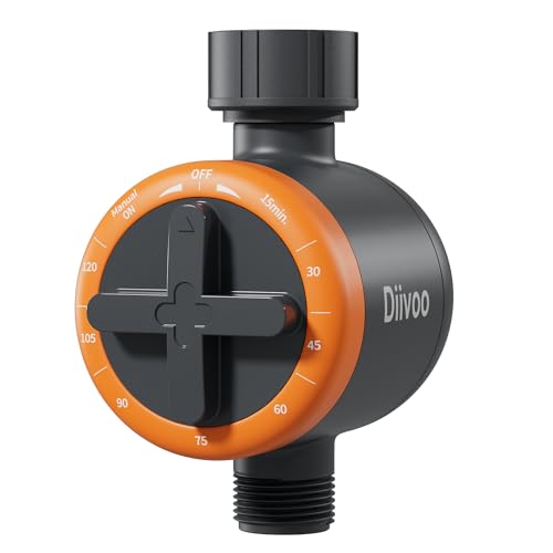 Diivoo Bewässerungsuhr, IP55 Sprinkler-Timer, Automatischer Schlauchhahn-Timer mit manueller Bewässerung von 5 bis 120 min, Gartenbewässerungssystem-Controller für Tropf von Diivoo