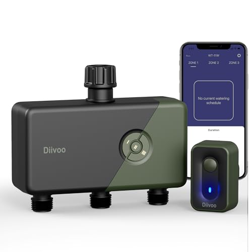 Diivoo Bewässerungscomputer WLAN 3 Ausgänge mit 60M RFID-Technologie, Smart Zeitschaltuhr Bewässerung mit App, Alexa Sprachsteuerung, 6 Bewässerungsplänen, Automatische Bewässerungsuhr für Garten von Diivoo