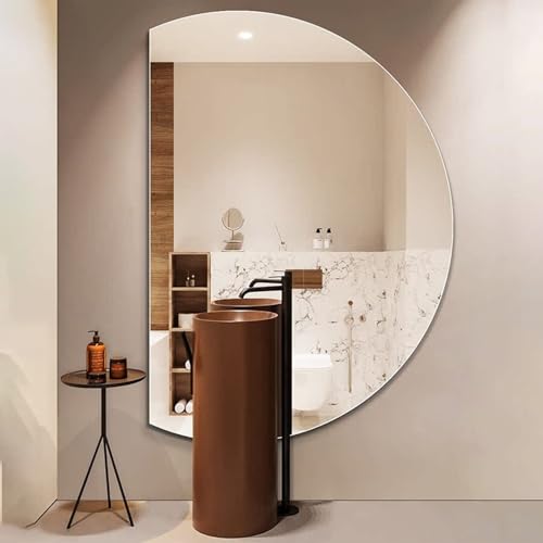 Dijateman 120cm Halbe Runde Anti-Beschlag Kosmetikspiegel, mit Beleuchtung 3 Lichtfarbe, 100cm HD energiesparend Dekospiegel, Modern Intelligent Heimdekoration(Cut Left,130cm) von Dijateman