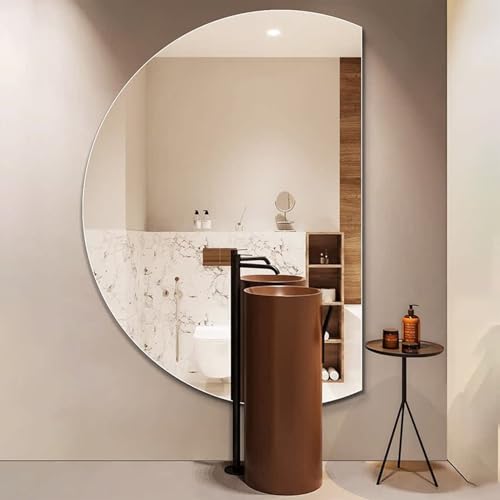 Dijateman 120cm Halbe Runde Anti-Beschlag Kosmetikspiegel, mit Beleuchtung 3 Lichtfarbe, 100cm HD energiesparend Dekospiegel, Modern Intelligent Heimdekoration(Cut Right,90cm) von Dijateman