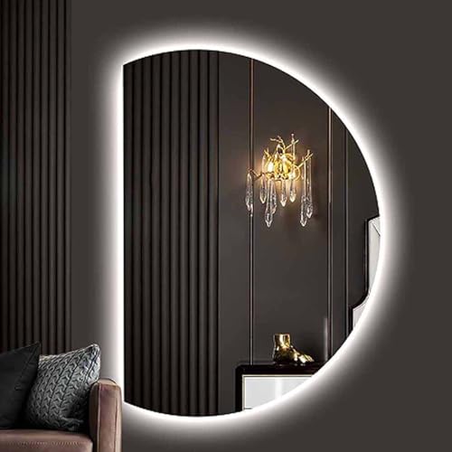 Dijateman 130cm Groß Beschlagfrei Spiegel Bad mit Touch-Schalter, 120cm Modern Intelligent 3 Farben Kosmetikspiegel, 110cm Dimmbar HD Spiegel(Left Cut,35''x24'') von Dijateman