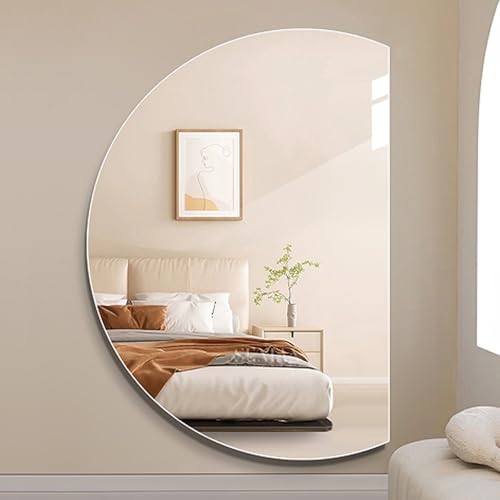 Dijateman 3 Farben Wechselnde HD Makeup Spiegel, Intelligent Entfoggen Halbe Runde Dekospiegel, Hinterleuchteten, Eleganter Rahmenlos Heimdekoration(Left Semicircle,110cm) von Dijateman
