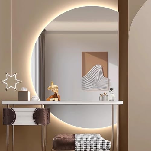 Dijateman 3 Farben Wechselnde LED Beleuchtete Spiegel, Badezimmerspiegel mit Antibeschlag, HD Makeup Spiegel, für Badezimmer, Schlafzimmer, Wohnzimmer, Flur(Right Cut,43 * 28inch) von Dijateman