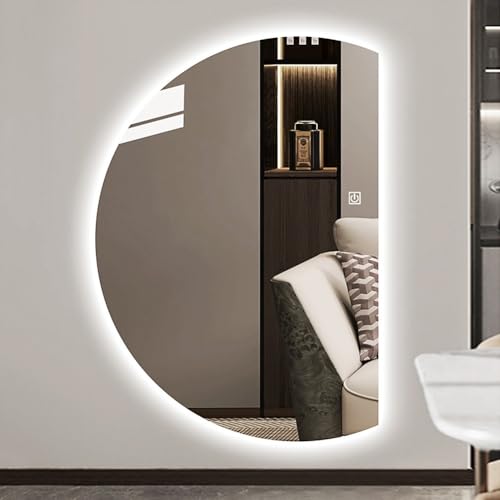 Dijateman 3 Lichtfarbe Explosionsschutz Badspiegel, Wandmontage Intelligent Dimmbar Entfoggen Dekorativer Spiegel, für Schlafzimmer, Wohnzimmer, Rahmenlos(Left,120cm) von Dijateman