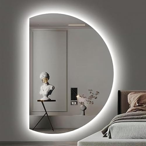Dijateman 3 Lichtfarbe Groß Halbrunder Badspiegel, 130cm LED Wandspiegel, Antibeschlag Intelligent Schminkspiegel, für Badezimmer, Wohnzimmer, Flur(Right,39''*28'') von Dijateman