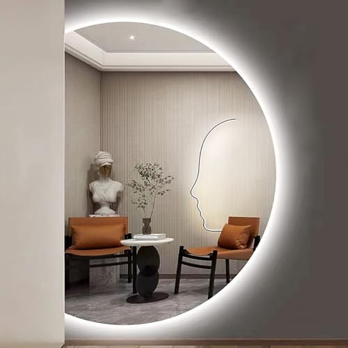 Dijateman 90-130cm Groß Rahmenlos Badezimmer Intelligent HD Spiegel, 3000K-6000K Verstellbarer Kosmetik Hinterleuchtetenspiegel, mit Touch-Schalter, Entfoggen(Left Cut,100 * 70cm) von Dijateman