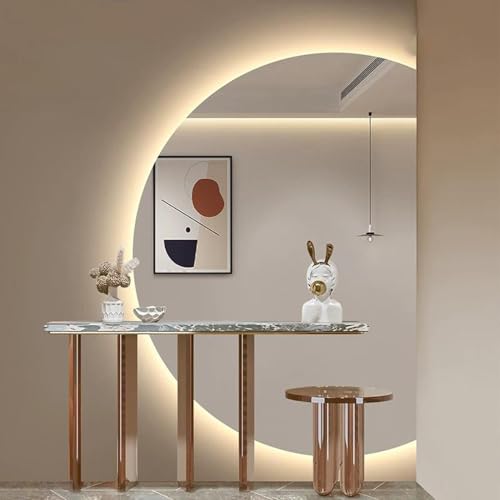Dijateman 90-130cm Rahmenlos Wandspiegel mit Beleuchtung Dimmbar, Intelligent LED Badezimmerspiegel, mit Touch-Schalter, für Wohnzimmer, Flur(Right Semicircle,47'') von Dijateman