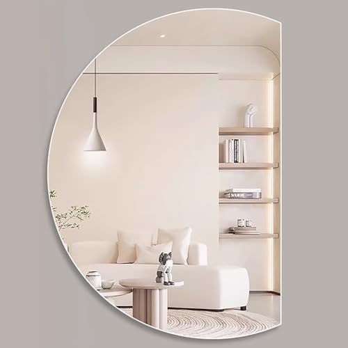 Dijateman Dimmbar Hinterleuchteten Entfoggen Spiegel Bad mit Beleuchtung 3 Lichtfarbe, Modern Intelligent Halbe Runde Spiegel mit Touch-Schalter, Wandmontage(Left Semicircle,130cm) von Dijateman