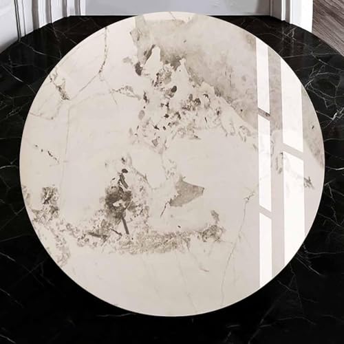 Dijateman Großer Lazy Susan Drehtablett, Küchen Organizer Tablett, Drehplatte aus Marmor für Tischplatte, 360° Drehbar vielseitig Servierplatte Teller, für Küchen-esstisch(White Yellow,100cm) von Dijateman