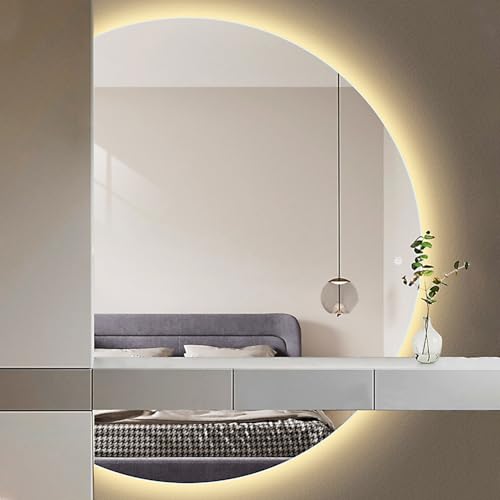 Dijateman HD Einstellbar Hinterleuchteten Badezimmerspiegel, mit Touch-Schalter, 90-130cm Groß Rahmenloser Halbkreis Ganzkörperspiegel, Explosionsschutz(Right Semicircle,120 * 80cm) von Dijateman