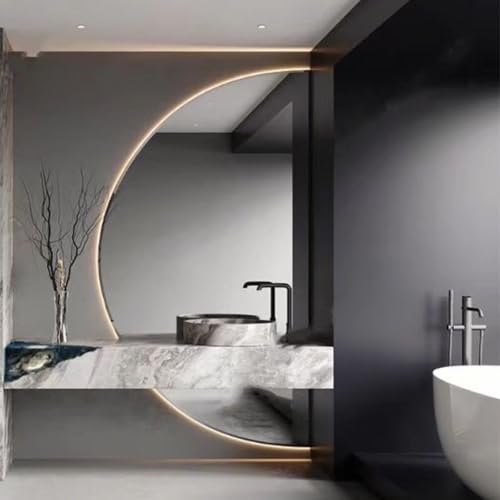 Dijateman Halbrunder Hinterleuchteten Beleuchteter Spiegel, Wasserdicht Intelligent Badezimmerspiegel, 3-Farben-Beleuchtung, Moderner Rahmenlos, Wandmontage(Cut Right,47''*32'') von Dijateman