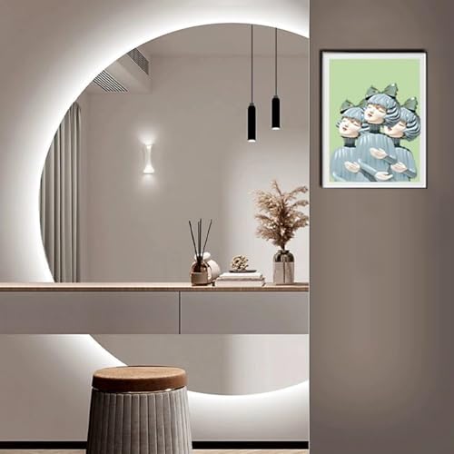 Dijateman Halbrunder LED Bad Wandspiegel, 3 Lichtfarbe Dimmbar Antibeschlag Intelligent Schminkspiegel, Groß Rahmenlos Dekospiegel for Eingangshalle Flur(Cut Right,120 * 80cm) von Dijateman