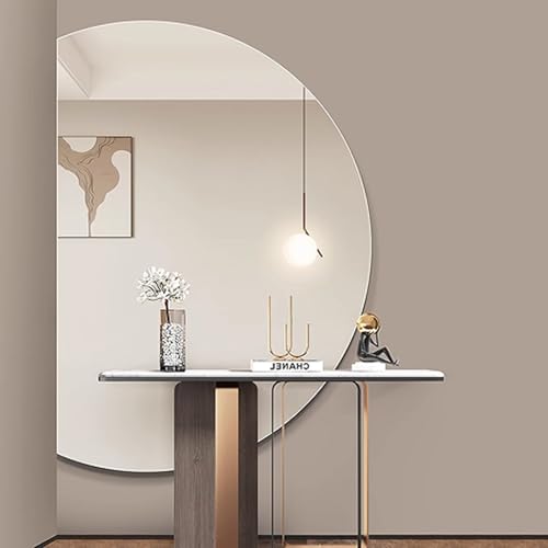 Dijateman Modern Dimmbar Badezimmerspiegel mit Licht, Entfoggen, 3 Lichtfarbe Wandspiegel mit Hinterleuchteten, Halbe Runde Rahmenloser Intelligent Dekospiegel(Left Cut,35''x24'') von Dijateman