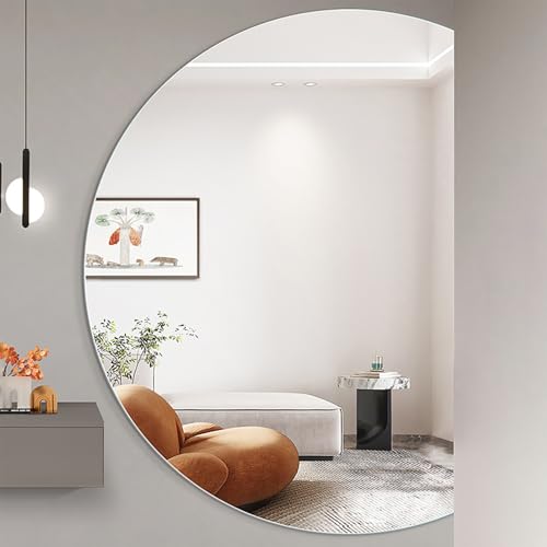 Dijateman Modern Intelligent Halbe Runde Wandspiegel mit Licht, 3 Lichtfarbe Einstellbar, Entfoggen LED Badezimmerspiegel, für Schlafzimmer Eingang(Cut Right,100cm) von Dijateman