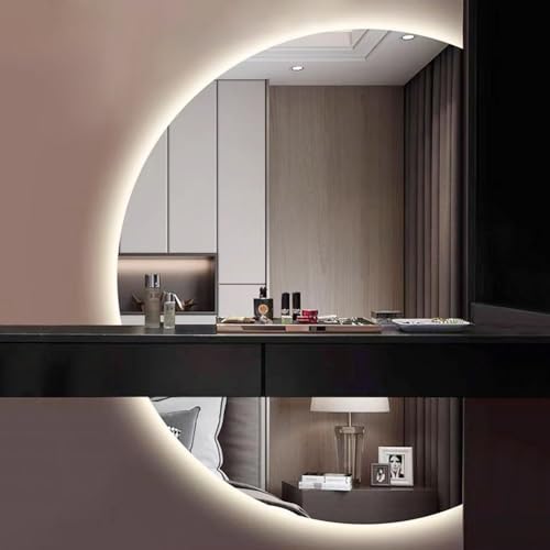 Dijateman Modern Rahmenloser Wasserdicht Badezimmerspiegel, Intelligent Entfoggen Ganzkörperspiegel, Hinterleuchteten, mit Touch-Schalter(Left Semicircle,110cm) von Dijateman