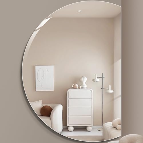 Dijateman Moderner rahmenloser Halbrunder Intelligent Spiegel, Hinterleuchteten mit Beleuchtung 3 Lichtfarbe, Groß Anti-Beschlag Modern Wandspiegel(Left,120cm/47in) von Dijateman