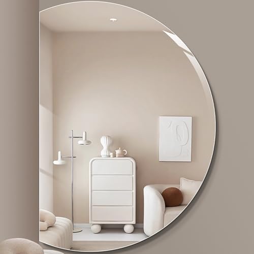 Dijateman Moderner rahmenloser Halbrunder Intelligent Spiegel, Hinterleuchteten mit Beleuchtung 3 Lichtfarbe, Groß Anti-Beschlag Modern Wandspiegel(Right,130cm/51in) von Dijateman