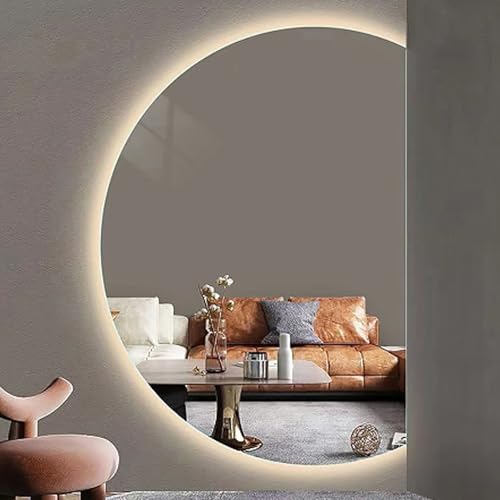 Dijateman Rahmenlos HD Entfoggen Makeup Spiegel, Intelligent Badezimmerspiegel mit Beleuchtung 3 Lichtfarbe, Eleganter Dimmbar Dekospiegel(Right Cut,110cm/43in) von Dijateman