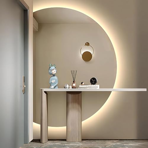 Dijateman Unregelmäßiger Hinterleuchteten Badspiegel, 3 Lichtfarbe Dimmbar Rahmenloser Dekospiegel, Intelligent Entfoggenspiegel mit Touch-Schalter(Right,47in) von Dijateman