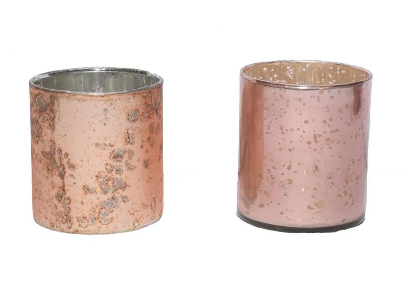 Dijk Natural Collection Windlicht Kerzenhalter Glas 10x10x12 cm 2er Set antik pink von dijk ohg