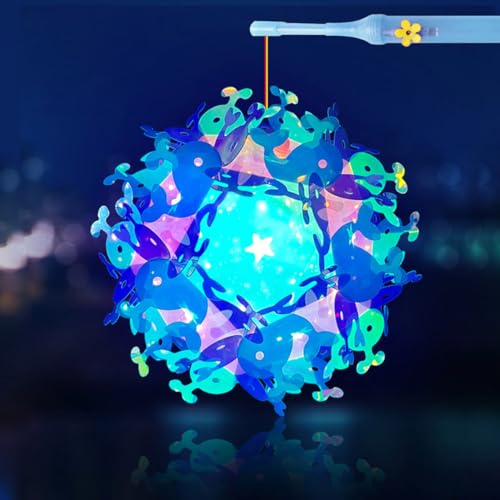 LED DIY Laterne Kinder,St Martin Laternen Bastelset,Feiertagsgeschenk Spielzeug, Halloween Deko (Blauer Wal) von Diketone
