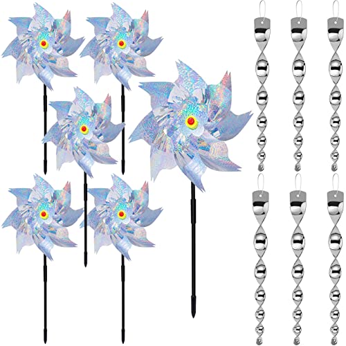 12 Stück Windräder Vogelabwehr, Vogelabwehr Reflektierende, Reflektierende Vogelschreck, Vogelschreck Windrad, Obstgarten Vogelschreck Windrad Balkon, Dekoration Garten für Protect Garten Hof Balkon von Diko